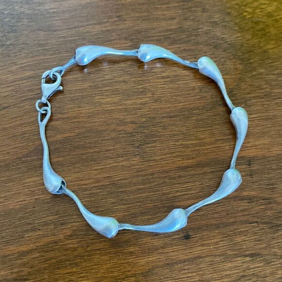 Vintage Scandinavian sterling silver teardrop bracelet - Picture 1 of 5